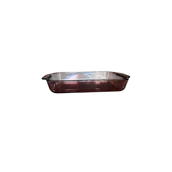 Collectible Kitchen, Pyrex Visions, Cranberry Glass Rectangular Pan, 11x7x1.5 - Picture 1 of 4